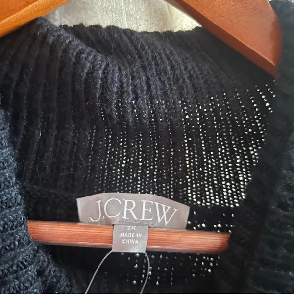 J.‎ Crew Wool Alpaca Cropped Puff Sleeve Turtleneck Sweater Black NWT Size 2X - Image 4