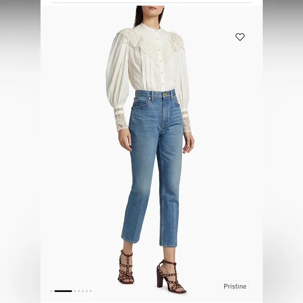 Ulla Johnson White Eyelet Lace Blouse sz 0 - Image 2