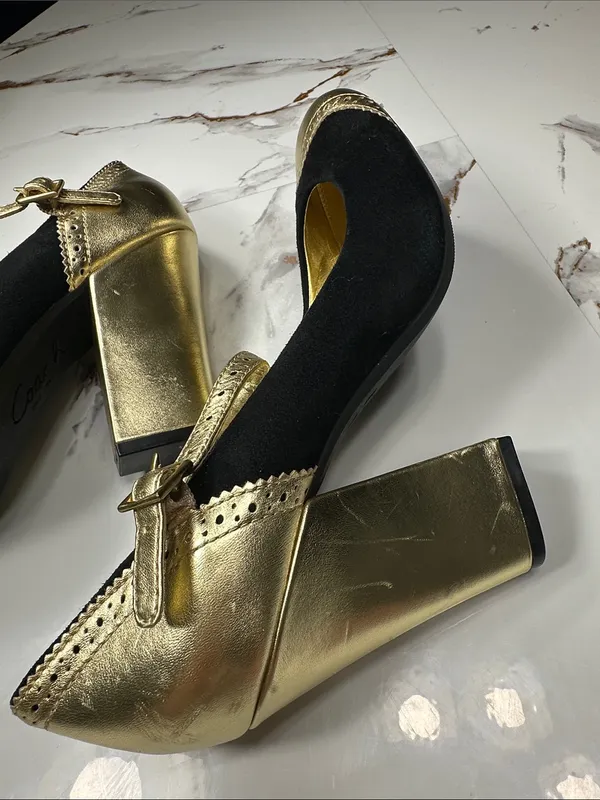 Coach Gold and Black Mary Jane Heels - Image 11