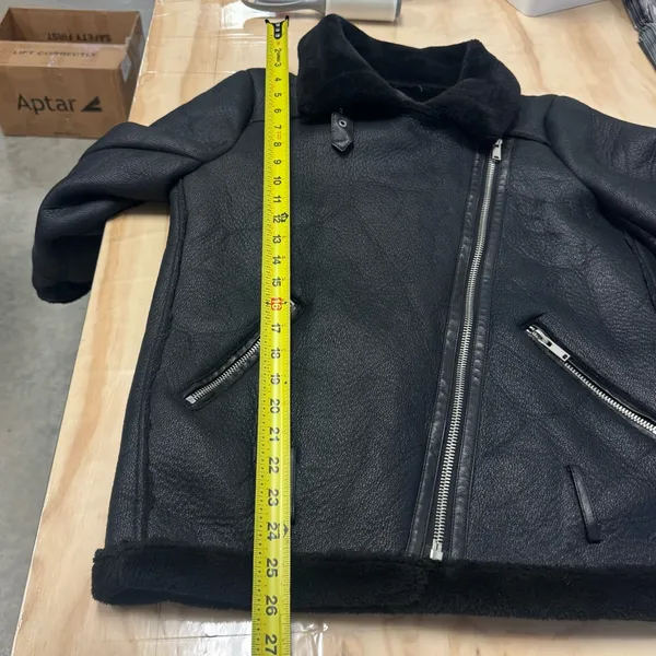 Zara‎ Blogger Favorite Faux Fur Oversized Moto Style Jacket Bomber Small Black - Image 14