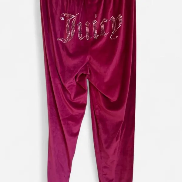 Juicy Couture Burgundy Velour Tracksuit Set Rhinestone Logo Size M - Image 5