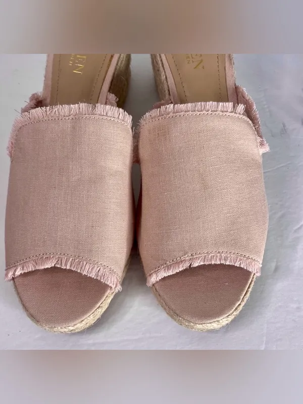 LAUREN RALPH LAUREN Wedges sz9.5 Pink Satin Fringe Espadrille Classy - Image 2