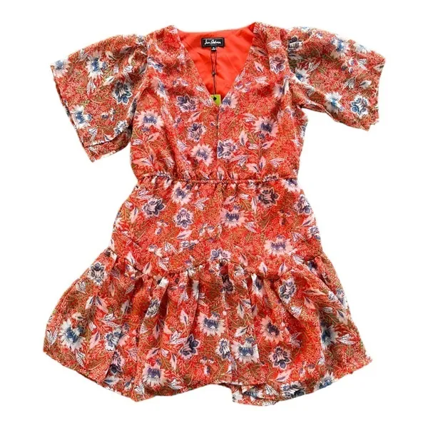 SAM EDELMAN Country Paisley Floral Aline Ruffle Hem Mini Dress Size 10 NEW - Image 6