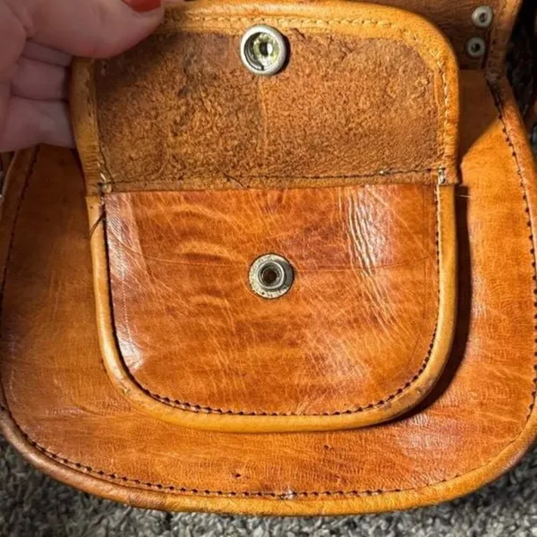 Western Leather Saddle Bag Brown - Image 9