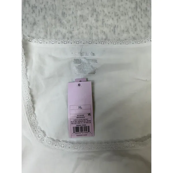 Wild Fable Womens Lace Trim Square Neck Short Sleeve Top White XL‎ NWT - Image 2