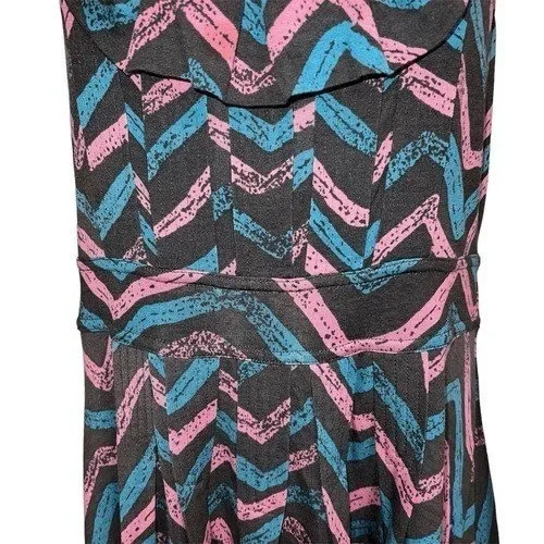 MARC BY MARC JACOBS Pink Blue Chevron Zigzag Fit and Flare Dress‎ NWOT Small - Image 5