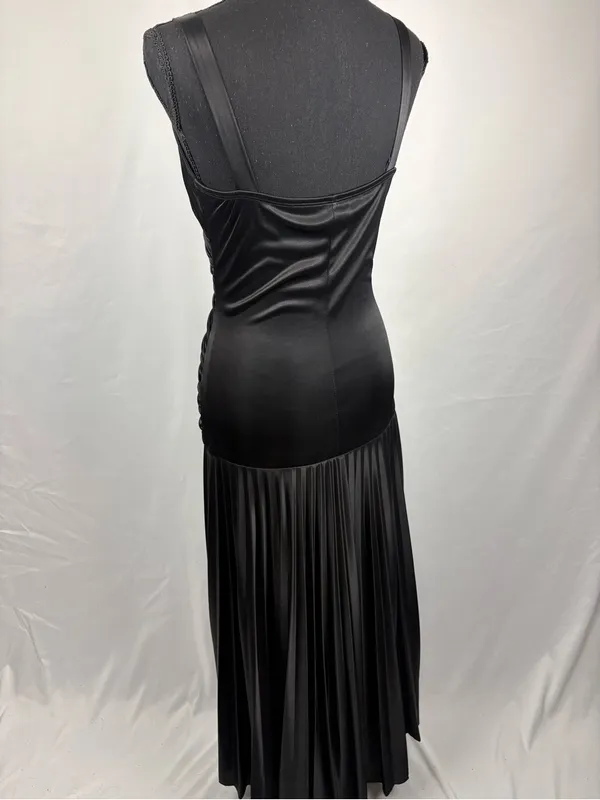 Taboo Black Dress Evening Gown Ruched Satin Maxi Dress - Elegant Evening Style - Image 9