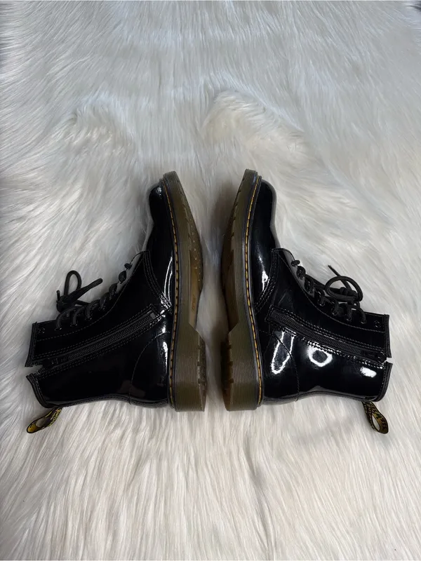 Dr. Martens Black Glossy Patent Leather 1460 Lace Up Boots - Image 6