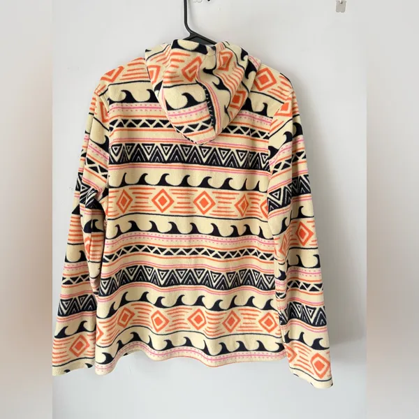 O’Neill Half Zip Fleece Pullover Hoodie Waves Pattern Multi Color Hippie Boho L - Image 8