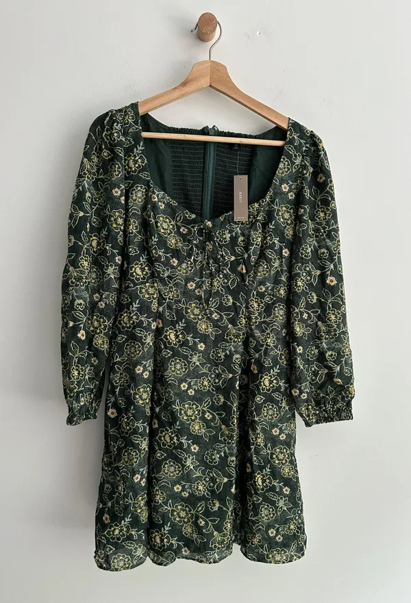 J.Crew Floral Green Mini Dress - Image 6