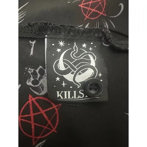 KILLSTAR Pandora Dress M Red Rose Skull Pentagram Gothic High Low Shirt Dress - Image 7