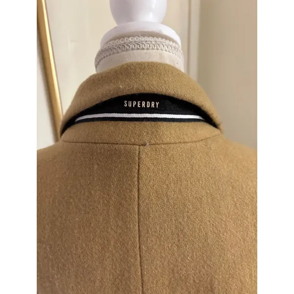 Superdry Istegade Coat Tan Wool Size Small - Image 6