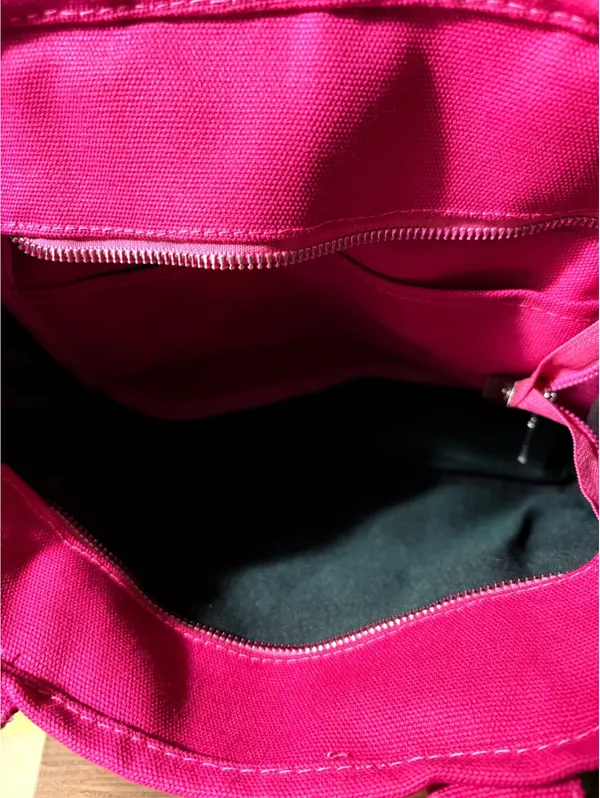 Vibrant Pink Canvas Tote Bag with Zipper Closure and Adjustable Shoulder Strap - Image 5