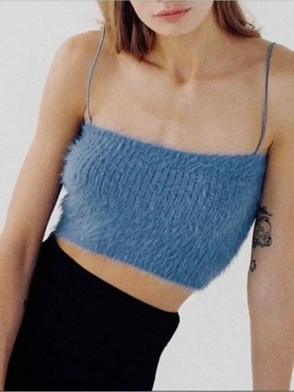 Nwt Zara Blue Fluffy Cropped Top Size S - Image 2