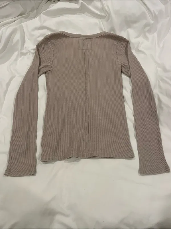 Aerie Essential Henley Layering Shirt Tan - Image 8