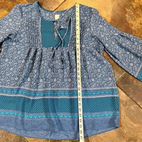 Gap Women’s Floral Blue Boho Peasant Blouse Size Medium - Image 6