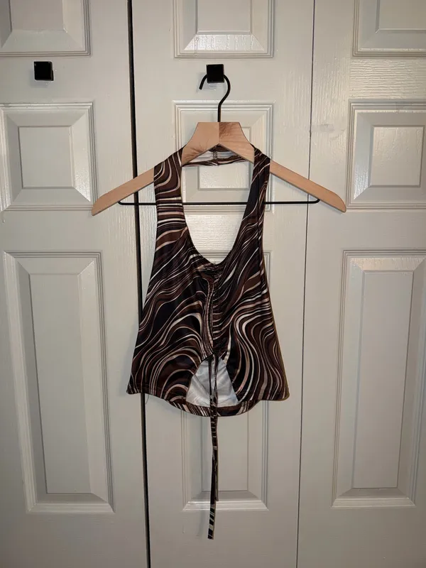 Black and Brown Stripped Halter Top Size XS - Image 2