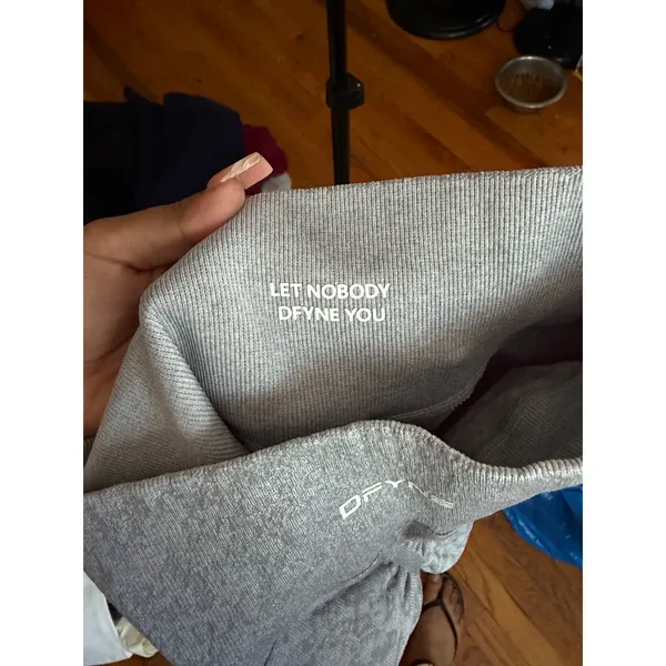 DFYNE‎ High Waisted Ribbed Leggings Gray Abstract Print Cheetah Like Size Small - Image 7