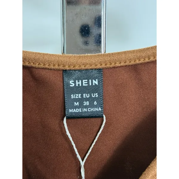 SheIn Suede Fringe Cami Crop Top Western Boho Festival Brown Women Size M NWT - Image 6