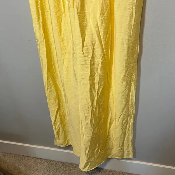 Vero Moda Josie SL Ankle Frill Dress Yellow Ruffle Cutout Maxi Pale Banana L NWT - Image 3