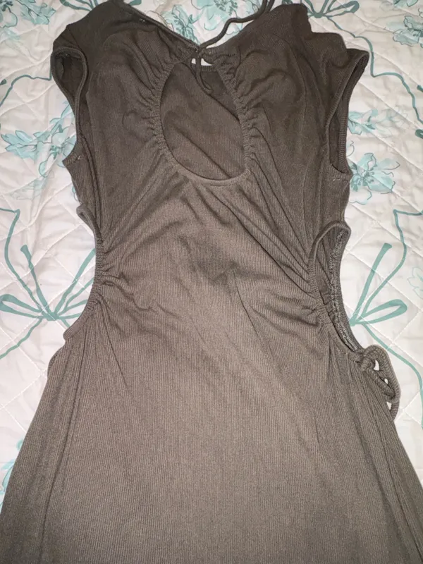 Illa Illa Grey/Army Green Stretchy Ribbed Dress - Image 3