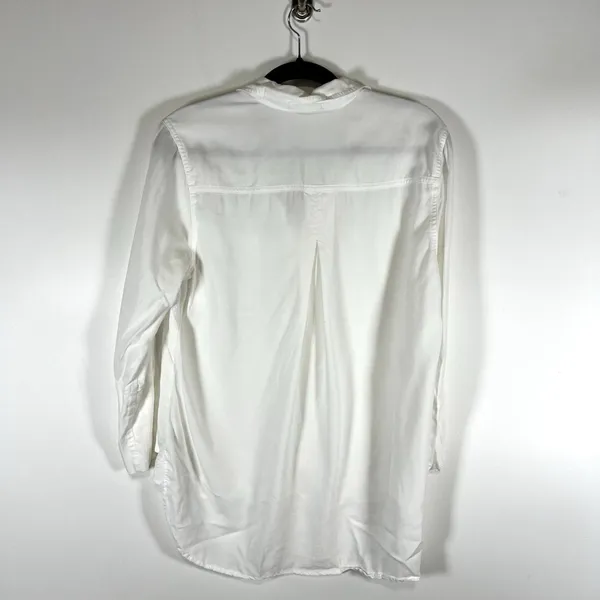 Anthropologie CLOTH & STONE Shirt Top Sz M White Button Hi-Lo 3/4 Sleeve Tencel‎ - Image 8