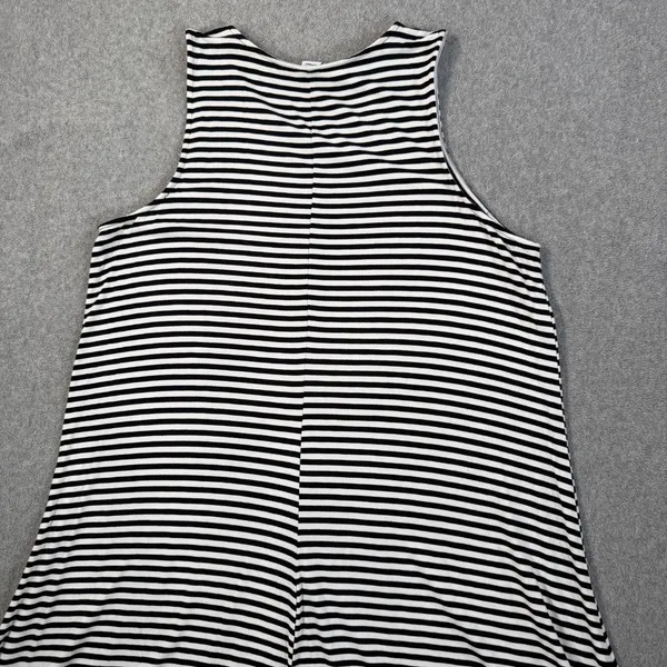 Old Navy Women's Large Black White Stripe Tank Dress Casual Sleeveless Swing - Image 8