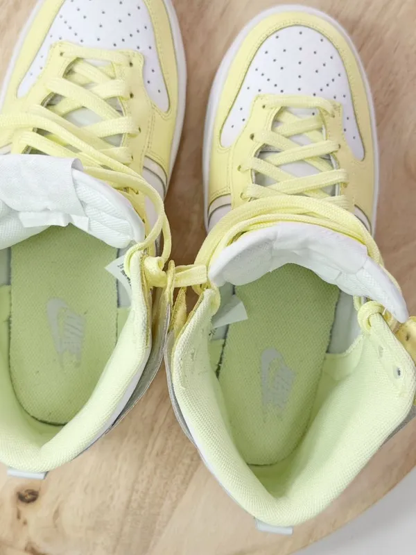 Nike Dunk High Up Sneakers White Citron Lemon‎ Yellow Womens 8 DH3718-105 - Image 9