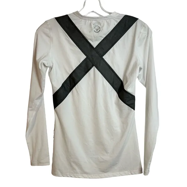 VIRUS Athletic Long-Sleeve X- Form Compression Top Womens Size Large White Black - Image 2