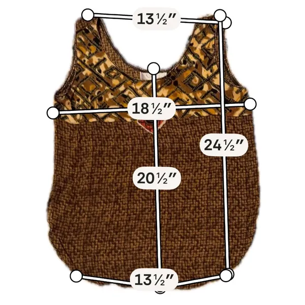 K.D. Spring Women Large Mixed Print Sleeveless Tank Top Brown‎ Geometric Boho - Image 5