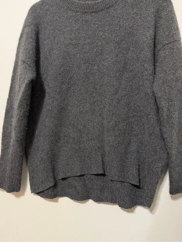Theory Cashmere Gray Sweater Size Large Women’s Crewneck Jumper Pullover - Image 4