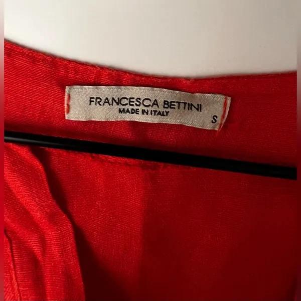 Francesca Bettini Italy women red linen tiered shirt sleeve dress S - Image 3