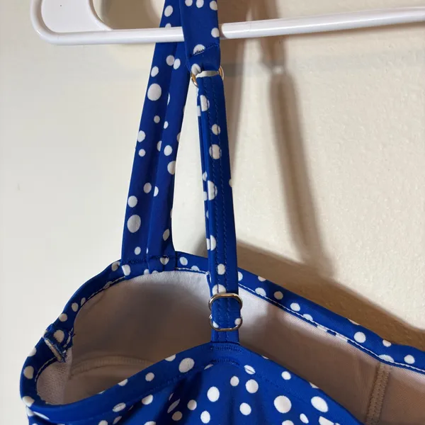Jantzen Blue‎ Polka Dot Classic Fit Ruched One Piece Swimsuit Women's Size 10 - Image 5