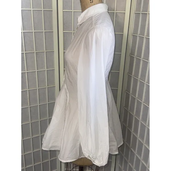 FREE PEOPLE White All The Time Tunic Peplum Button Up Boho Cottagecore Shirt XS‎ - Image 3