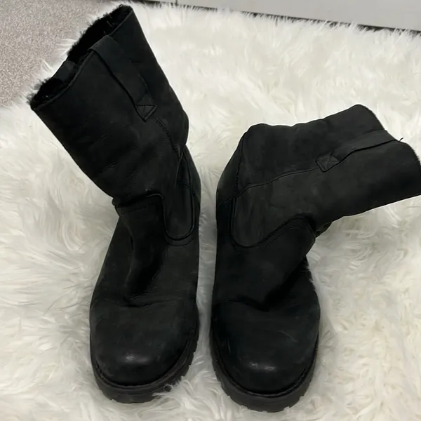 Aldo Size 9 Black Lambs Fur Lined Heeled Biker Moto Boots - Image 4