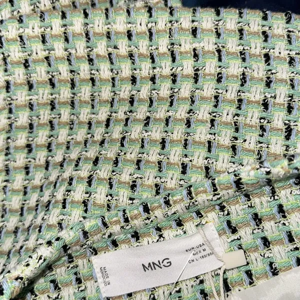 NWT MNG Double-breasted tweed jacket Green Medium - Image 10
