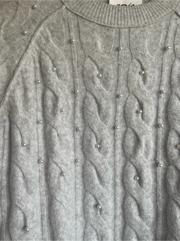Aerie Cable Knit Pearl Detail Sweater - Image 3