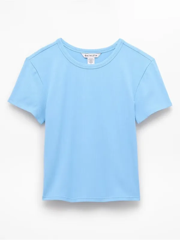 New Athleta S Signature Rib Crop Tee Breeze Blue Small Regular - Image 7