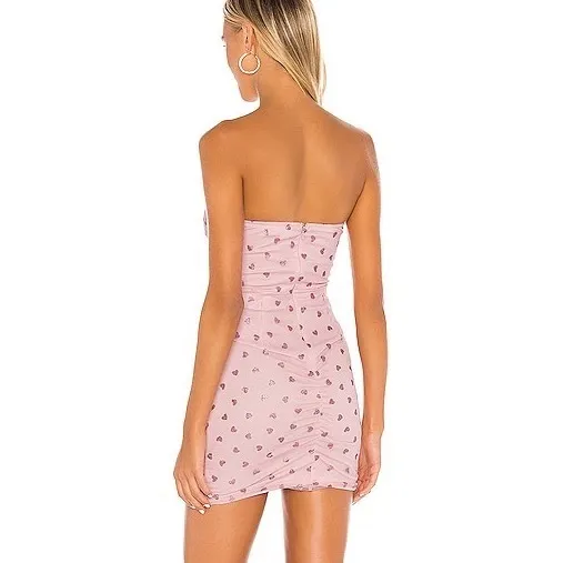 Superdown Fifi Mesh Mini Dress Womens S Pink Heart Coquette Barbiecore Romantic - Image 2