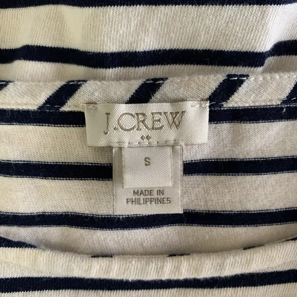 J Crew Factory Top Small Black Tan Striped Bell Sleeve Preppy Casual - Image 5