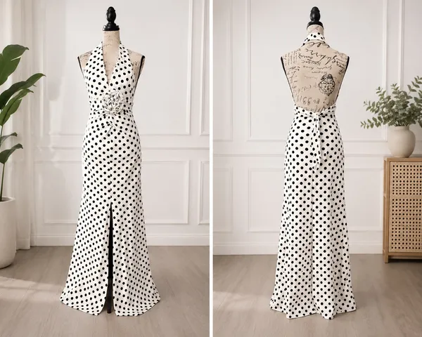 SHEIN Polka Dot Halter Maxi Dress with Rosette Accent - Size M (US 6) - Image 8