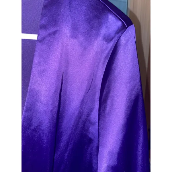 Women's AKIRA Purple Satin Deep V-Neck Blouse XL - Image 4