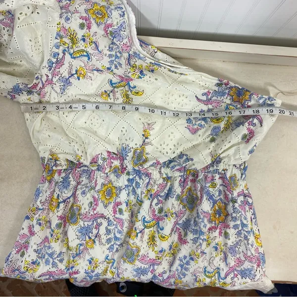 HEMANT & NANDITA Vana One Sleeve‎ / Shoulder Floral Ruffled Mini Dress Size XL - Image 7