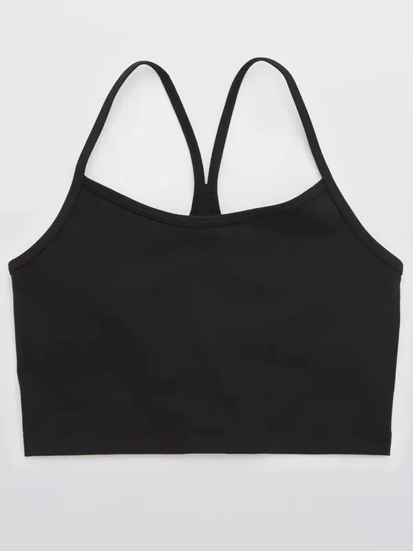 Aerie OFFLINE The Hugger Longline Racerback Sports Bra Black Small - Image 4