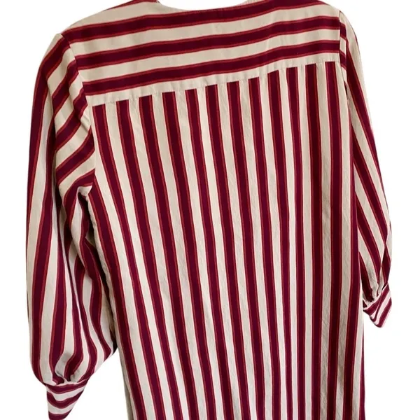 Zara Woman Burgundy Cream Striped Longline Wrap‎ Tunic Top XS - Image 15