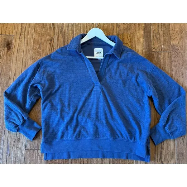 Aerie blue collared polo sweater cropped pullover size xs - Image 7