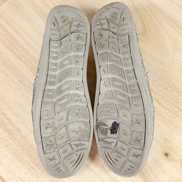 Bobs by Skechers Disco‎ Ball Shimmer Slip On Flats Shoes Silver 7 - Image 9