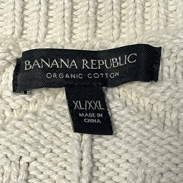 Banana Republic Ivory Diamond Knit Fringe Sweater Vest Organic‎ Cotton XL/XXL - Image 4