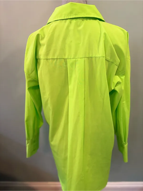 Neon Lime Long Sleeve Oversized Button - Image 2