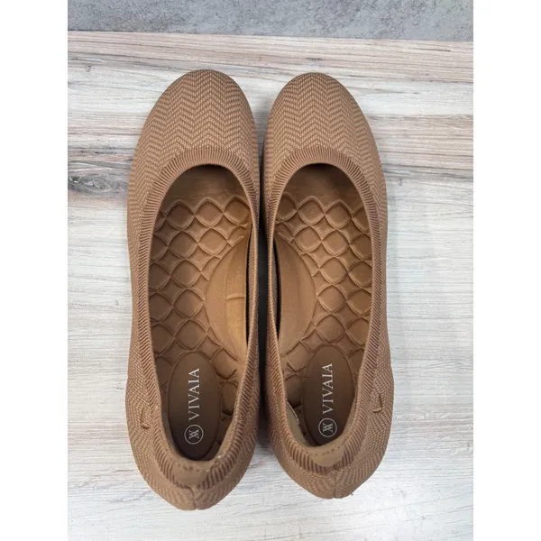 VIVAIA Claire Round Toe Flats NEW Size 43 US 11 Knit Chevron Slip On - Image 7